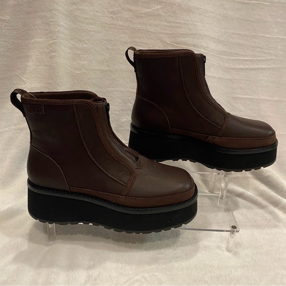 UGG CityFunc Zip Leather & Suede Platform Brown Boots Water-Resistant Sz 7 NWOB - Picture 8 of 14